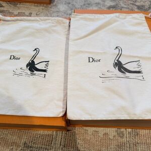 Dior Cream Dust Bags with Swan Design